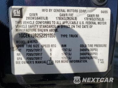 Zdjęcie 14 z 14 samochodu: 2005 CHEVROLET SILVERADO K1500 VIN:1GCEK19B25Z291050 - miniatura