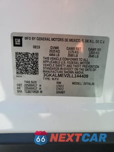 Zdjęcie 14 z 14 samochodu: 2020 GMC TERRAIN SLE VIN:3GKALMEV2LL144409 - miniatura