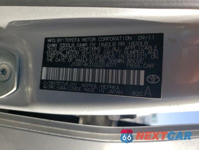 Zdjęcie 12 z 12 samochodu: 2012 TOYOTA YARIS VIN:JTDBT4K31CL014071 - miniatura