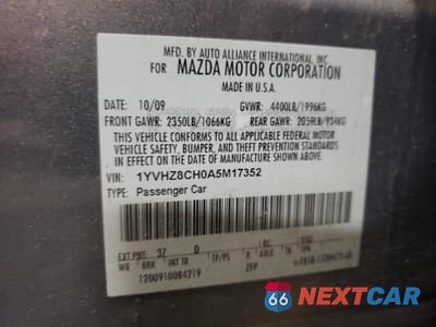 Zdjęcie 12 z 12 samochodu: 2010 MAZDA 6 I VIN:1YVHZ8CH0A5M17352 - miniatura