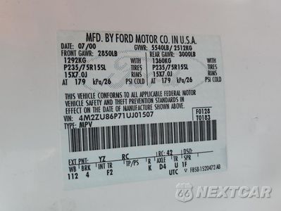 Zdjęcie 14 z 14 samochodu: 2001 MERCURY MOUNTAINEER VIN:4M2ZU86P71UJ01507 - miniatura