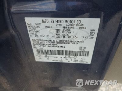 Zdjęcie 12 z 12 samochodu: 2007 FORD F150 VIN:1FTRF12W57KC83152 - miniatura