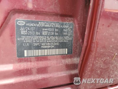 Zdjęcie 12 z 12 samochodu: 2008 HYUNDAI SONATA GLS VIN:5NPET46FX8H353490 - miniatura