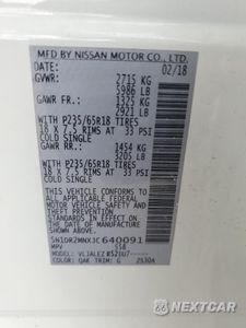 Zdjęcie 16 z 16 samochodu: 2018 NISSAN PATHFINDER S VIN:5N1DR2MNXJC640091 - miniatura