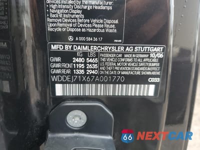Zdjęcie 12 z 12 samochodu: 2007 MERCEDES-BENZ CL 550 VIN:WDDEJ71X67A001770 - miniatura