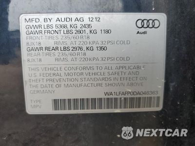 Zdjęcie 12 z 14 samochodu: 2013 AUDI Q5 PREMIUM PLUS VIN:WA1LFAFP0DA046363 - miniatura