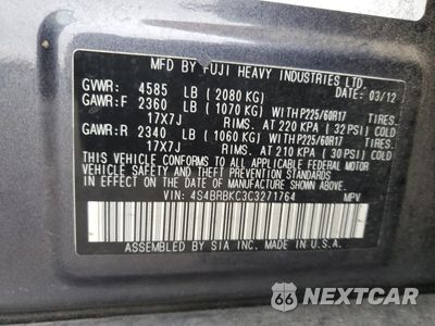 Zdjęcie 13 z 15 samochodu: 2012 SUBARU OUTBACK 2.5I LIMITED VIN:4S4BRBKC3C3271764 - miniatura