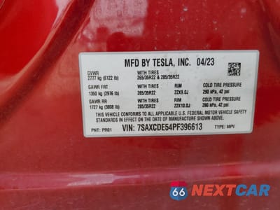 Zdjęcie 13 z 14 samochodu: 2023 TESLA MODEL X VIN:7SAXCDE54PF396613 - miniatura