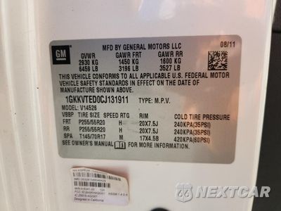 Zdjęcie 13 z 15 samochodu: 2012 GMC ACADIA DENALI VIN:1GKKVTED0CJ131911 - miniatura