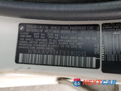 Zdjęcie 12 z 12 samochodu: 2001 BMW 325 I VIN:WBAAV33431EE80013 - miniatura