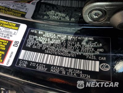 Zdjęcie 12 z 14 samochodu: 2021 LEXUS ES 250 BASE VIN:58AD11D14MU008161 - miniatura