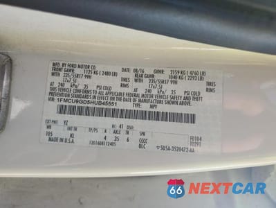 Zdjęcie 12 z 12 samochodu: 2017 FORD ESCAPE SE VIN:1FMCU9GD5HUB45551 - miniatura