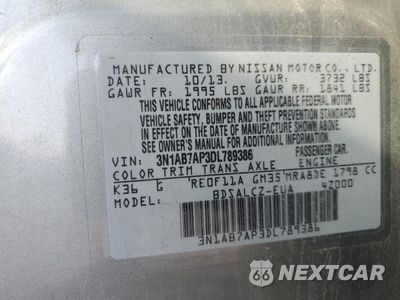 Zdjęcie 12 z 12 samochodu: 2013 NISSAN SENTRA S VIN:3N1AB7AP3DL789386 - miniatura