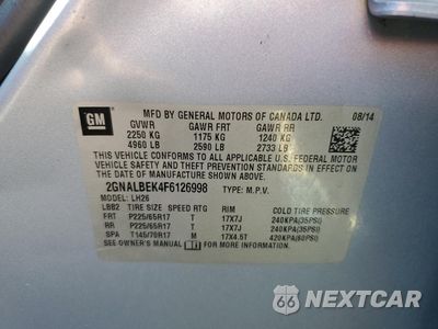 Zdjęcie 13 z 14 samochodu: 2015 CHEVROLET EQUINOX LT VIN:2GNALBEK4F6126998 - miniatura
