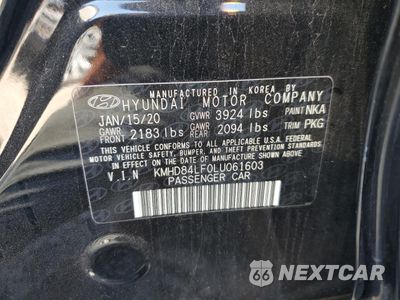 Zdjęcie 12 z 12 samochodu: 2020 HYUNDAI ELANTRA SEL VIN:KMHD84LF0LU061603 - miniatura