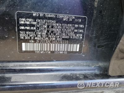 Zdjęcie 12 z 15 samochodu: 2019 SUBARU CROSSTREK VIN:JF2GTABC1K8274333 - miniatura