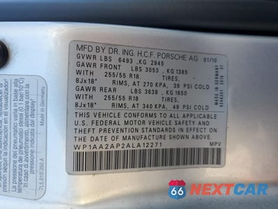 Zdjęcie 13 z 13 samochodu: 2010 PORSCHE CAYENNE VIN:WP1AA2AP2ALA12271 - miniatura