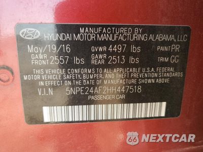 Zdjęcie 12 z 13 samochodu: 2017 HYUNDAI SONATA SE VIN:5NPE24AF2HH447518 - miniatura