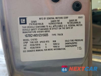 Zdjęcie 13 z 15 samochodu: 2001 GMC NEW SIERRA C1500 VIN:1GTEC14V31Z315025 - miniatura