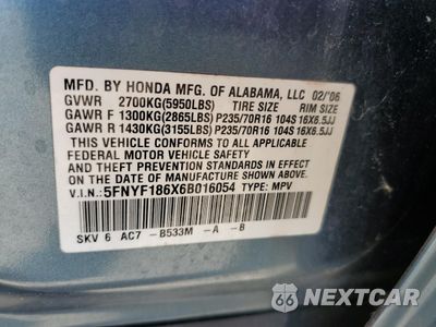 Zdjęcie 13 z 13 samochodu: 2006 HONDA PILOT EX VIN:5FNYF186X6B016054 - miniatura