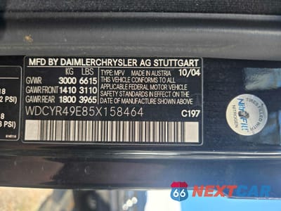 Zdjęcie 10 z 13 samochodu: 2005 MERCEDES-BENZ G 500 VIN:WDCYR49E85X158464 - miniatura