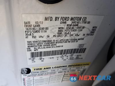 Zdjęcie 14 z 14 samochodu: 2012 LINCOLN NAVIGATOR VIN:5LMJJ2J59CEL04919 - miniatura