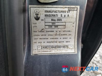 Zdjęcie 12 z 12 samochodu: 2005 MASERATI QUATTROPORTE M139 VIN:ZAMCE39A850019975 - miniatura