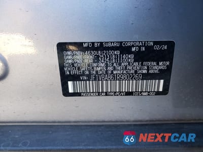 Zdjęcie 12 z 12 samochodu: 2024 SUBARU WRX VIN:JF1VBAB61R9802269 - miniatura
