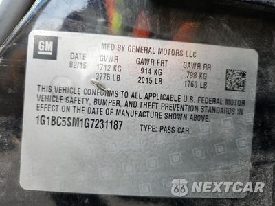 Zdjęcie 13 z 15 samochodu: 2016 CHEVROLET CRUZE LS VIN:1G1BC5SM1G7231187 - miniatura