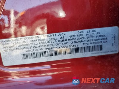 Zdjęcie 12 z 14 samochodu: 2006 VOLKSWAGEN JETTA TDI OPTION PACKAGE 2 VIN:3VWDT71K36M738461 - miniatura