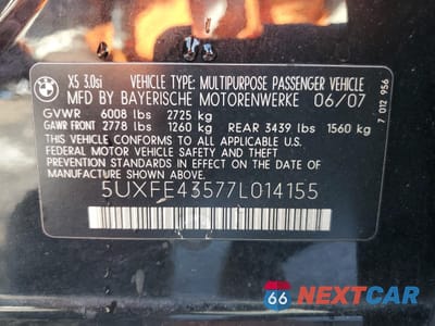 Zdjęcie 14 z 14 samochodu: 2007 BMW X5 3.0I VIN:5UXFE43577L014155 - miniatura