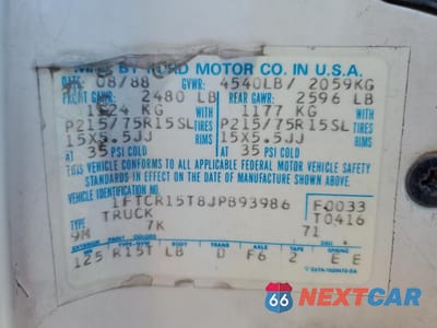 Zdjęcie 12 z 14 samochodu: 1988 FORD RANGER SUPER CAB VIN:1FTCR15T8JPB93986 - miniatura