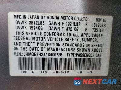 Zdjęcie 13 z 13 samochodu: 2010 HONDA FIT VIN:JHMGE8H28AS000725 - miniatura