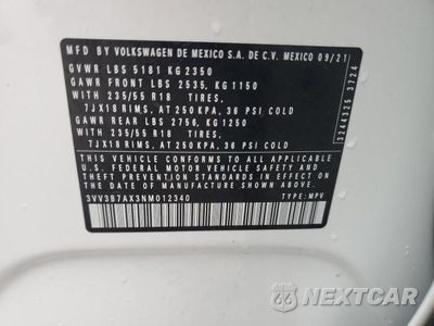 Zdjęcie 13 z 13 samochodu: 2022 VOLKSWAGEN TIGUAN SE VIN:3VV3B7AX3NM012340 - miniatura