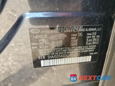 Zdjęcie 13 z 13 samochodu: 2020 HYUNDAI SANTA FE SEL VIN:5NMS33AD7LH224051 - miniatura