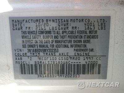 Zdjęcie 12 z 13 samochodu: 2021 NISSAN SENTRA SR VIN:3N1AB8DV9MY202353 - miniatura