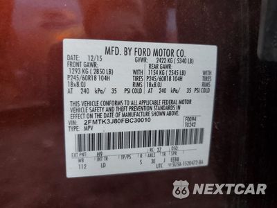 Zdjęcie 13 z 13 samochodu: 2015 FORD EDGE SEL VIN:2FMTK3J80FBC30010 - miniatura