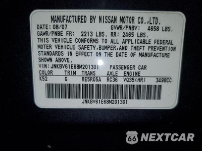 Zdjęcie 12 z 12 samochodu: 2008 INFINITI G35 VIN:JNKBV61E68M201301 - miniatura