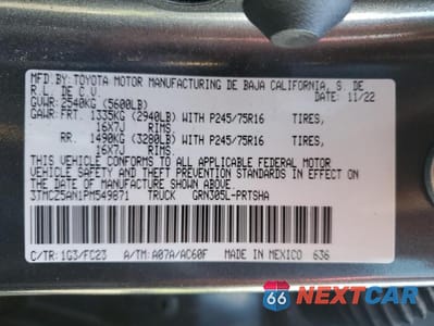 Zdjęcie 13 z 13 samochodu: 2023 TOYOTA TACOMA DOUBLE CAB VIN:3TMCZ5AN1PM549871 - miniatura