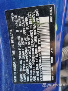 Zdjęcie 12 z 13 samochodu: 2018 HONDA CIVIC EX VIN:SHHFK7H69JU217568 - miniatura