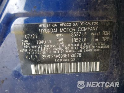 Zdjęcie 12 z 14 samochodu: 2022 HYUNDAI ACCENT SE VIN:3KPC24A69NE153878 - miniatura
