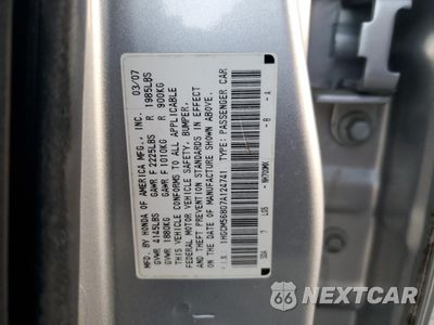 Zdjęcie 12 z 12 samochodu: 2007 HONDA ACCORD EX VIN:1HGCM56807A124741 - miniatura