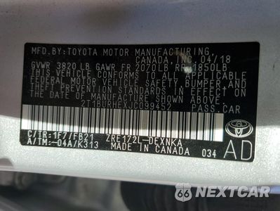 Zdjęcie 13 z 14 samochodu: 2018 TOYOTA COROLLA L VIN:2T1BURHEXJC099452 - miniatura