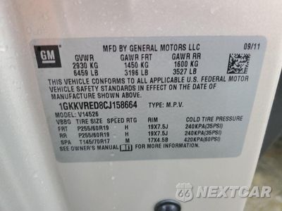 Zdjęcie 14 z 14 samochodu: 2012 GMC ACADIA SLT-1 VIN:1GKKVRED8CJ158664 - miniatura