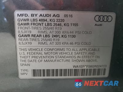 Zdjęcie 13 z 13 samochodu: 2016 AUDI Q3 PREMIUM PLUS VIN:WA1EFCFS6GR024723 - miniatura