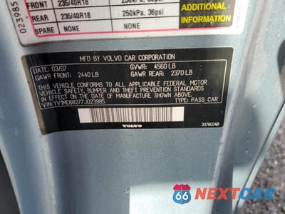 Zdjęcie 13 z 13 samochodu: 2007 VOLVO C70 T5 VIN:YV1MC68277J023985 - miniatura
