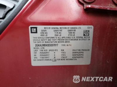Zdjęcie 12 z 12 samochodu: 2012 GMC TERRAIN SLE VIN:2GKALMEK0C6297817 - miniatura