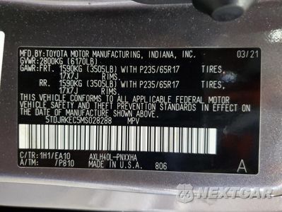 Zdjęcie 14 z 17 samochodu: 2021 TOYOTA SIENNA XLE VIN:5TDJRKEC5MS028288 - miniatura