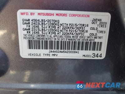Zdjęcie 12 z 14 samochodu: 2010 MITSUBISHI OUTLANDER ES VIN:JA4AS2AW5AZ000841 - miniatura