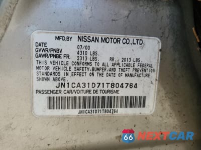 Zdjęcie 12 z 12 samochodu: 2001 NISSAN MAXIMA GXE VIN:JN1CA31D71T804764 - miniatura